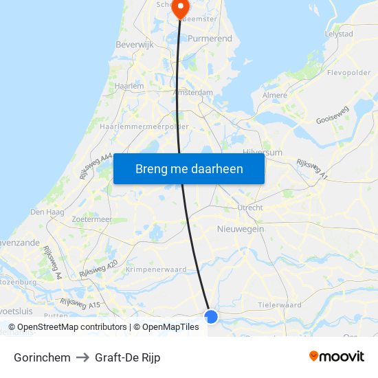 Gorinchem to Graft-De Rijp map