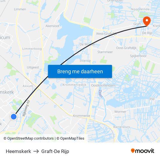 Heemskerk to Graft-De Rijp map