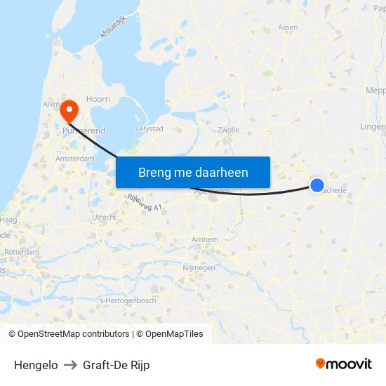 Hengelo to Graft-De Rijp map