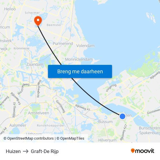 Huizen to Graft-De Rijp map