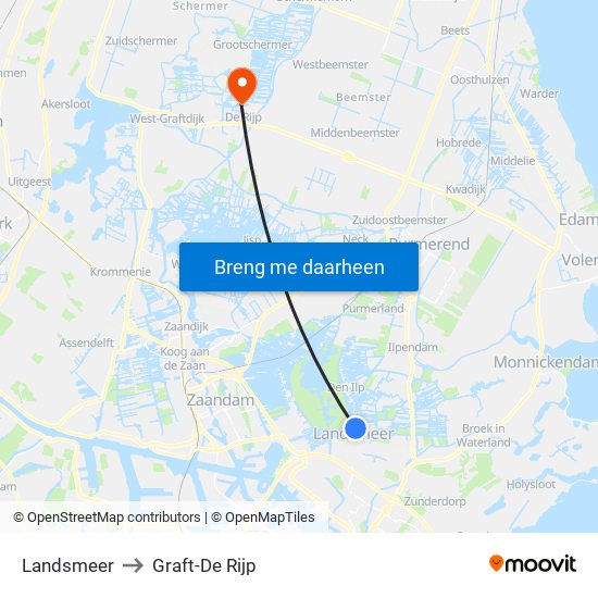 Landsmeer to Graft-De Rijp map