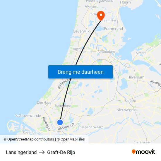 Lansingerland to Graft-De Rijp map