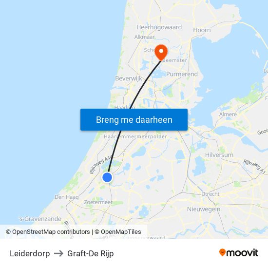 Leiderdorp to Graft-De Rijp map