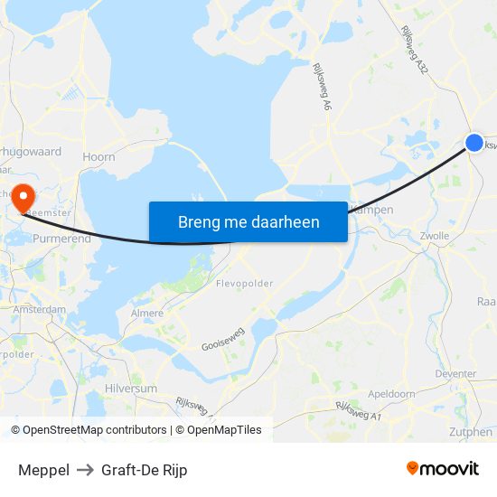 Meppel to Graft-De Rijp map