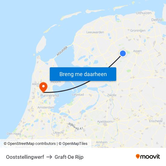 Ooststellingwerf to Graft-De Rijp map