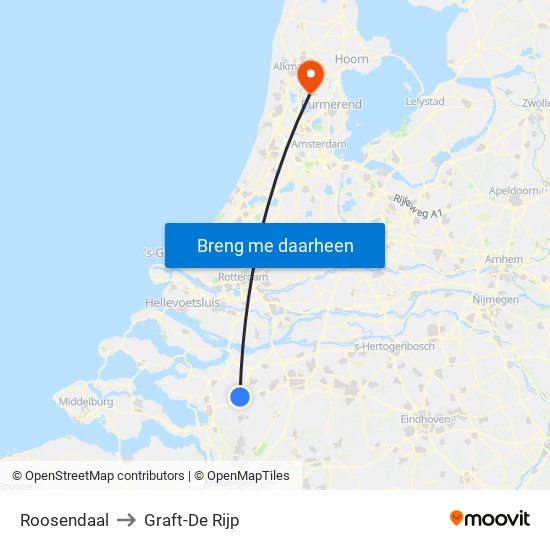Roosendaal to Graft-De Rijp map