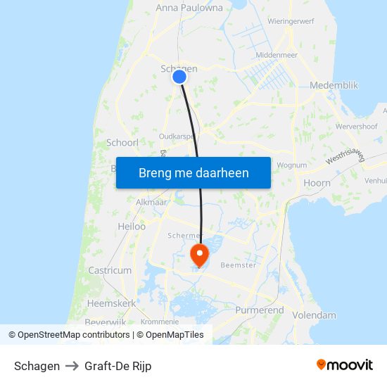 Schagen to Graft-De Rijp map
