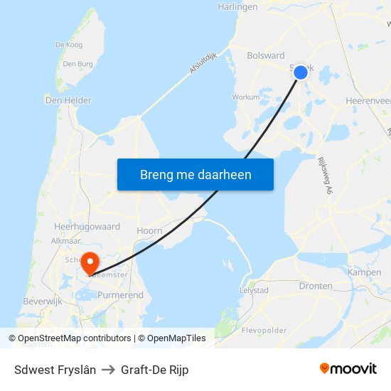 Sdwest Fryslân to Graft-De Rijp map