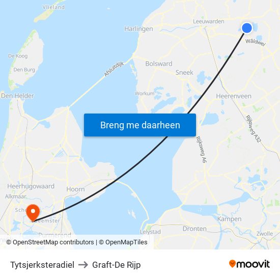 Tytsjerksteradiel to Graft-De Rijp map