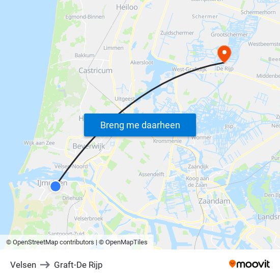 Velsen to Graft-De Rijp map