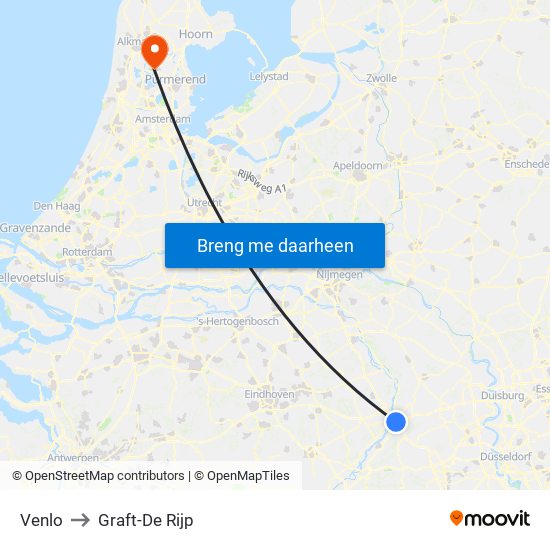 Venlo to Graft-De Rijp map