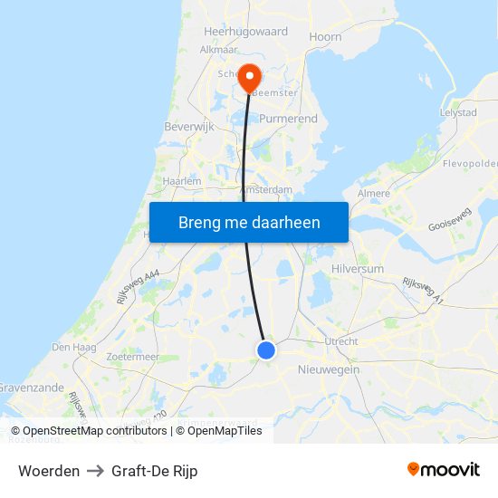 Woerden to Graft-De Rijp map