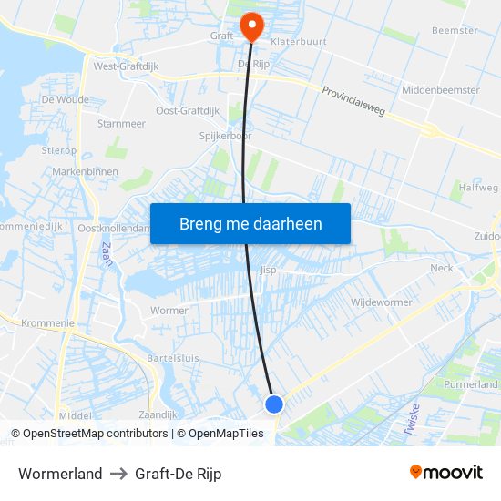 Wormerland to Graft-De Rijp map