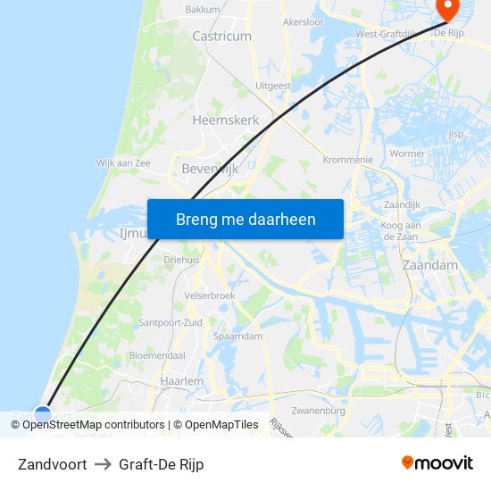 Zandvoort to Graft-De Rijp map