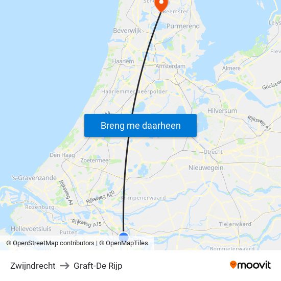 Zwijndrecht to Graft-De Rijp map