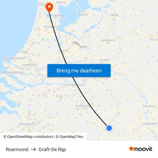 Roermond to Graft-De Rijp map