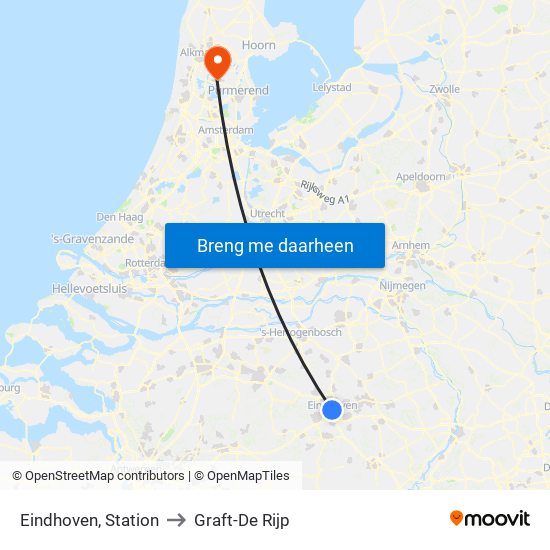 Eindhoven, Station to Graft-De Rijp map