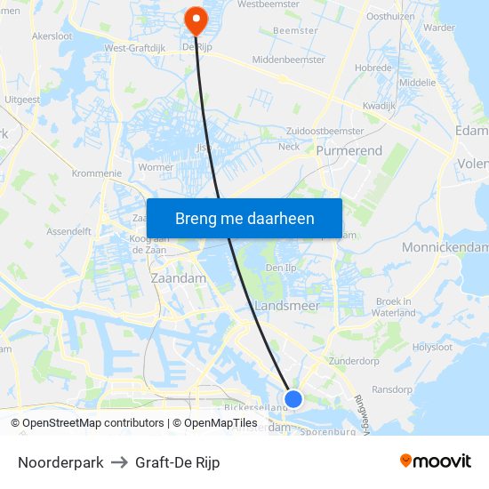 Noorderpark to Graft-De Rijp map