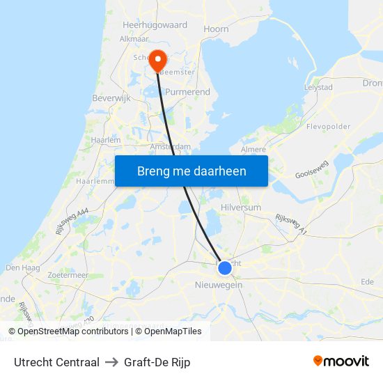 Utrecht Centraal to Graft-De Rijp map