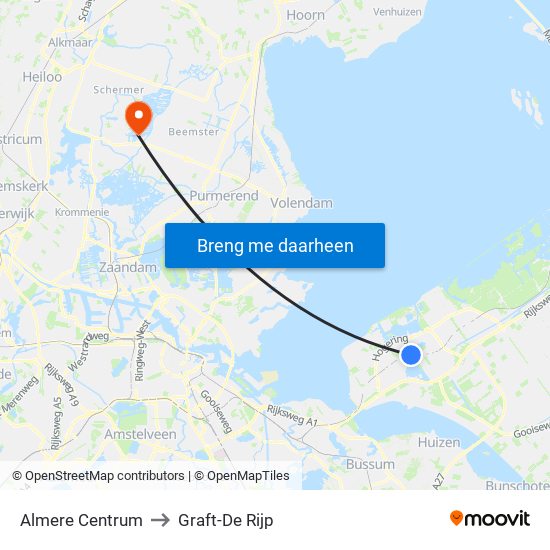 Almere Centrum to Graft-De Rijp map