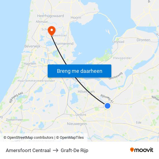 Amersfoort Centraal to Graft-De Rijp map