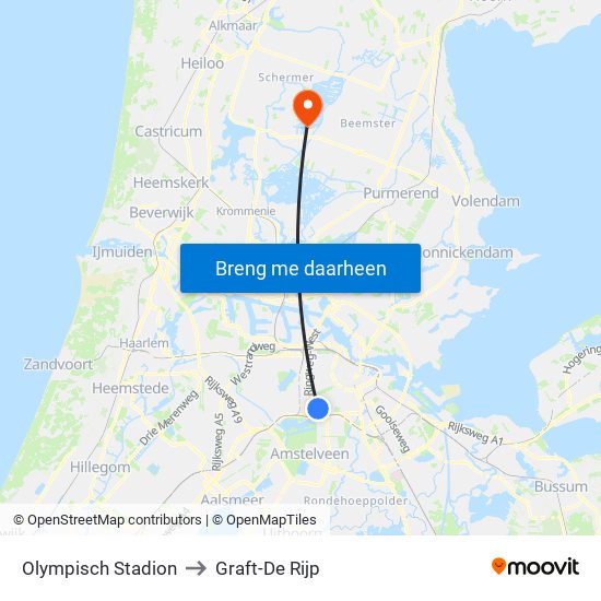 Olympisch Stadion to Graft-De Rijp map