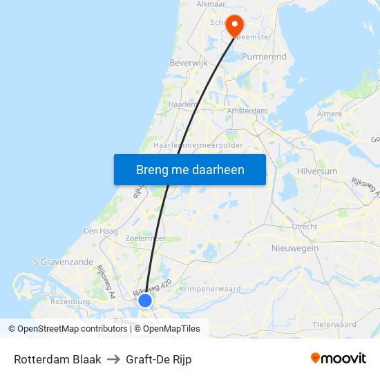 Rotterdam Blaak to Graft-De Rijp map