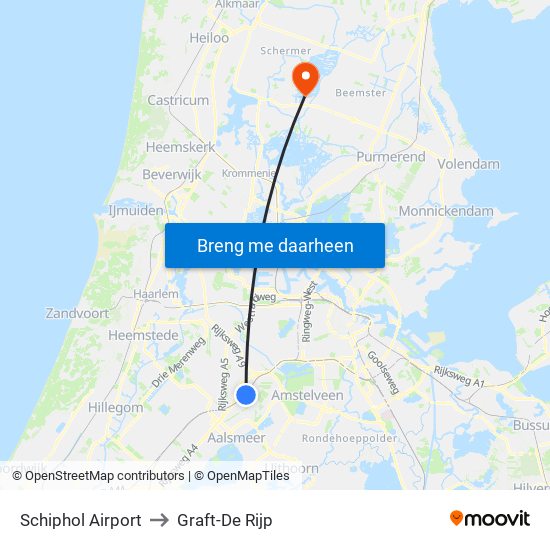Schiphol Airport to Graft-De Rijp map