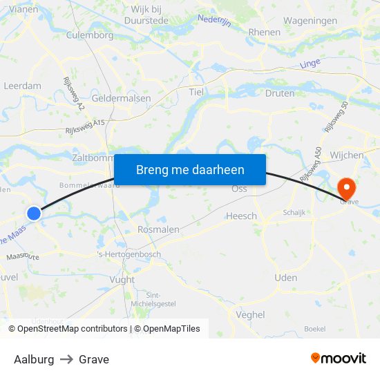 Aalburg to Grave map