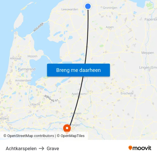 Achtkarspelen to Grave map