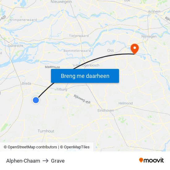 Alphen-Chaam to Grave map