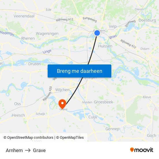 Arnhem to Grave map