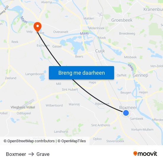 Boxmeer to Grave map