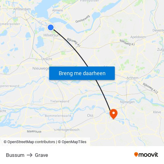 Bussum to Grave map