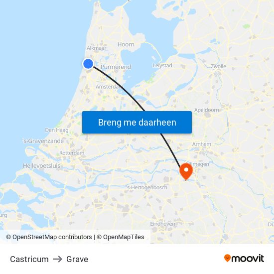 Castricum to Grave map
