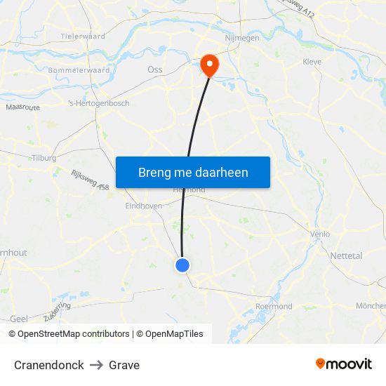Cranendonck to Grave map