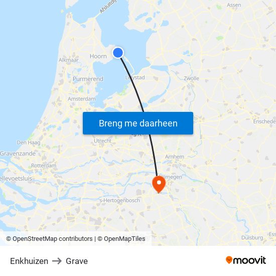 Enkhuizen to Grave map