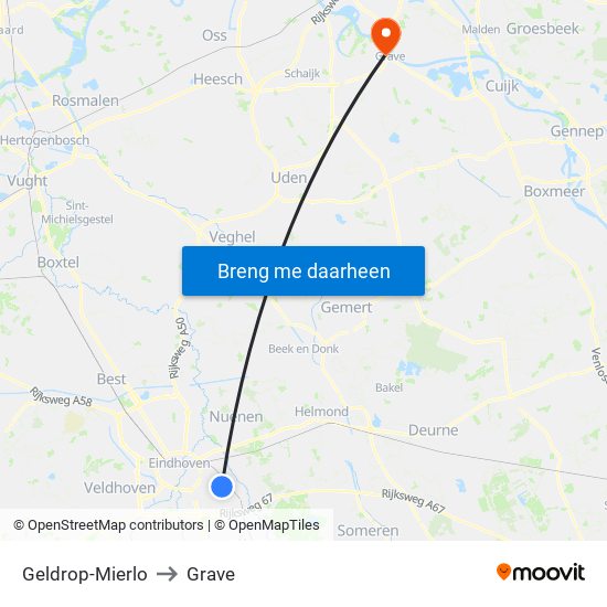 Geldrop-Mierlo to Grave map