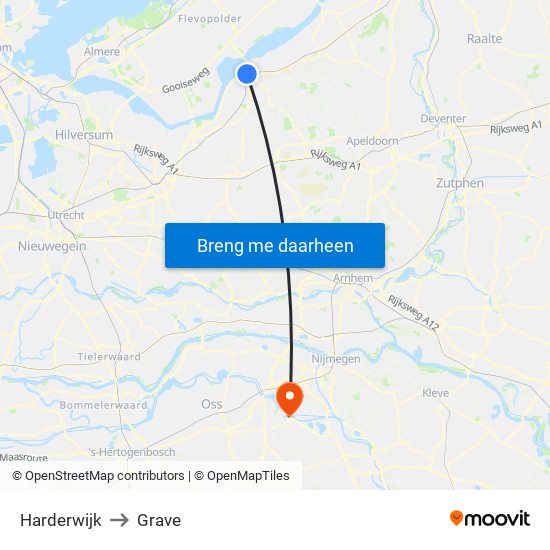 Harderwijk to Grave map