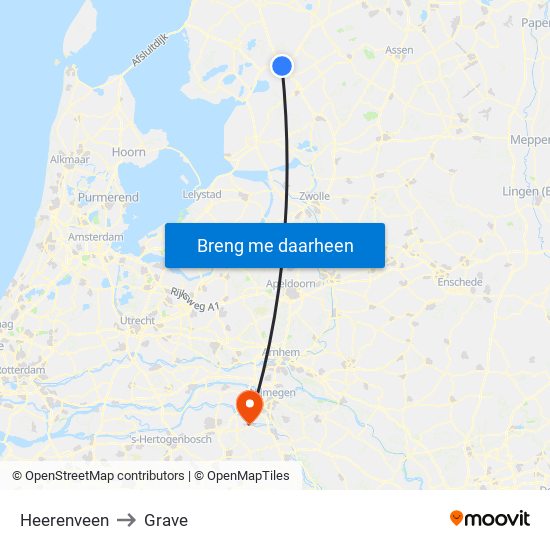 Heerenveen to Grave map