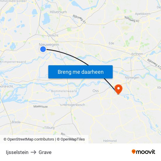 Ijsselstein to Grave map