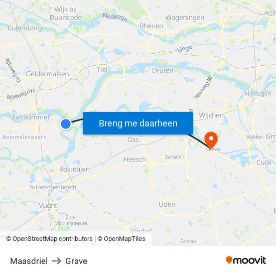 Maasdriel to Grave map