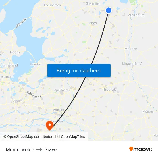 Menterwolde to Grave map