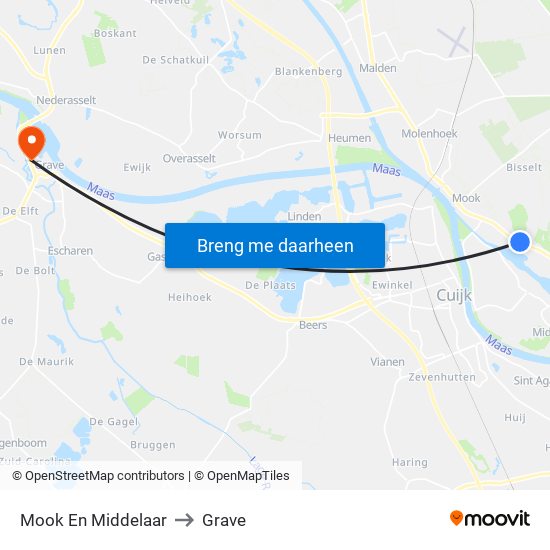 Mook En Middelaar to Grave map