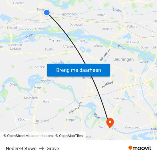 Neder-Betuwe to Grave map