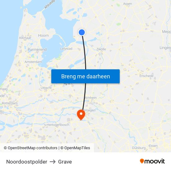 Noordoostpolder to Grave map