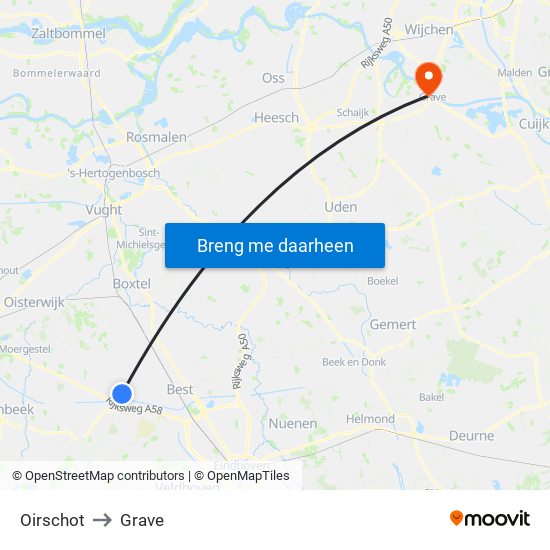 Oirschot to Grave map