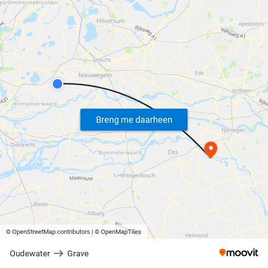 Oudewater to Grave map