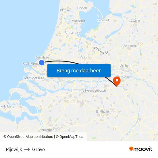 Rijswijk to Grave map