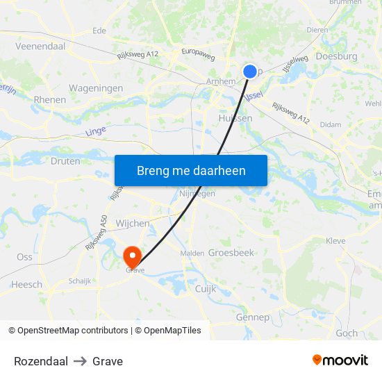 Rozendaal to Grave map